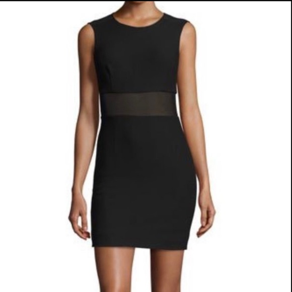 Elizabeth and James Jackie Sleeveless Ponte Mesh-Trim Mini Dress, Black - Picture 1 of 11